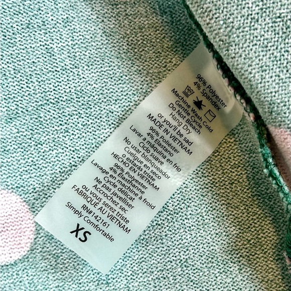 LuLaroe Women’s Joy Long Cardigan Duster Vest Size XS Green Pink Polka Dots - Picture 5 of 8